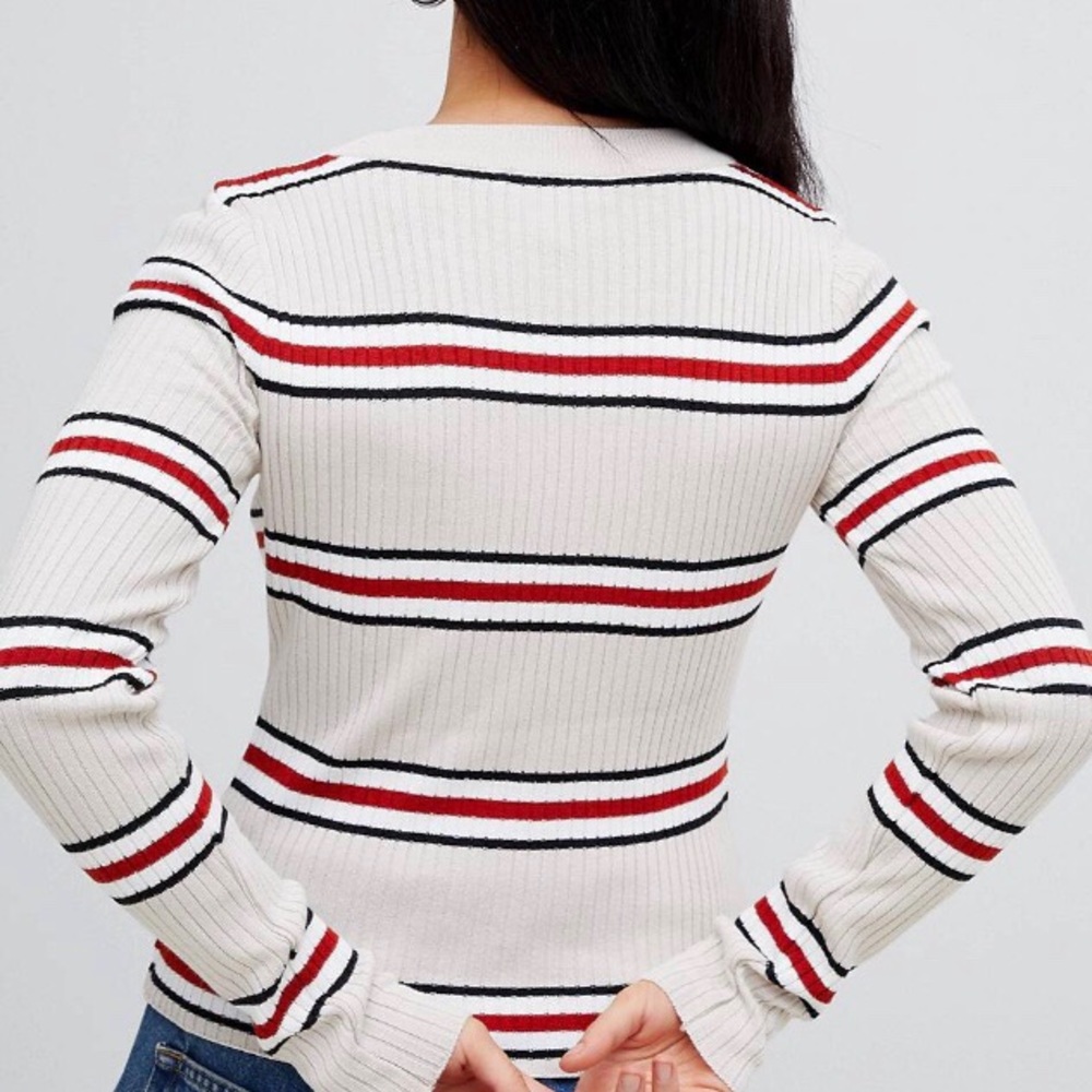 ASOS Cropped Sweater in neutral stripe - Picture 2 of 10